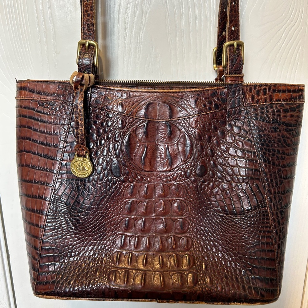 Brahmin Brown Croc-Embossed Tote